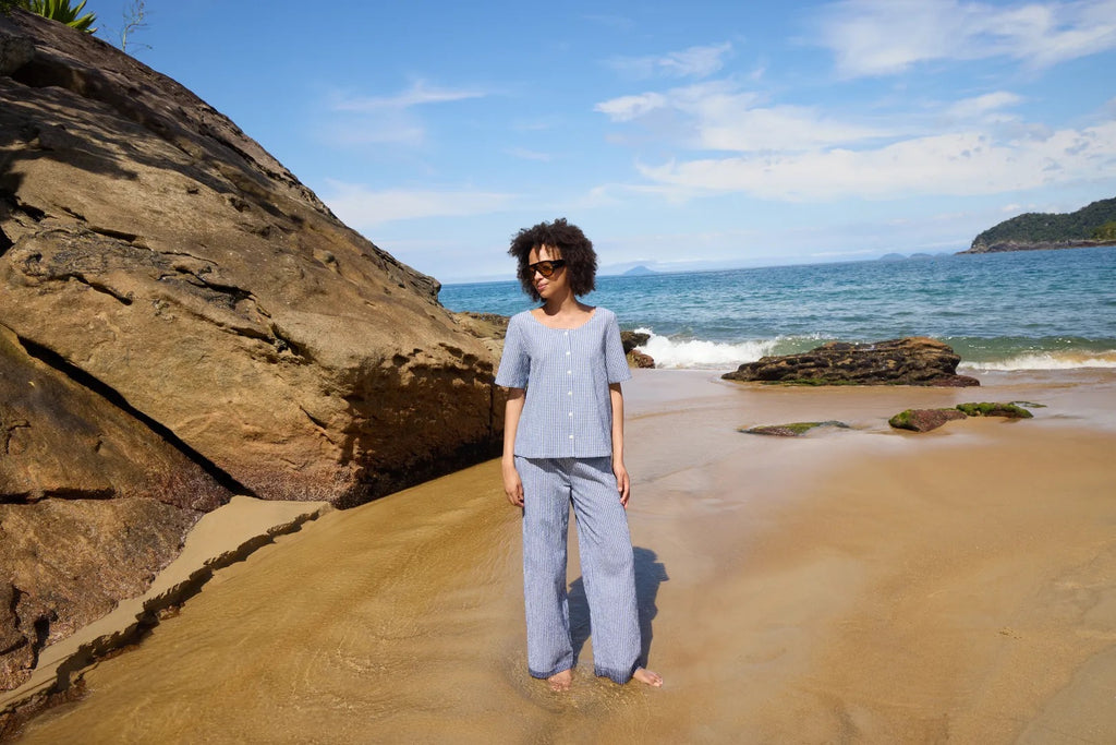 Jilma Shirt - Sodalite Blue/White Check