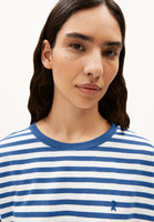 Idaara Stripes Organic Cotton T Shirt - White/Dark Morning