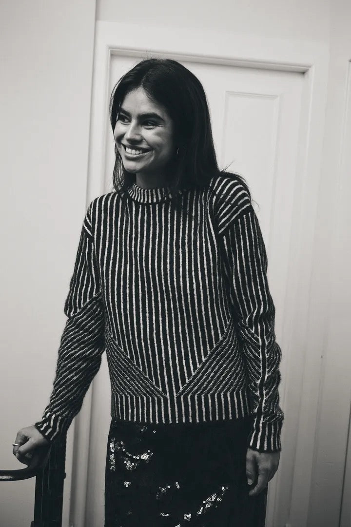 Kamara Long Sleeve Stripes Pullover - Chocolate
