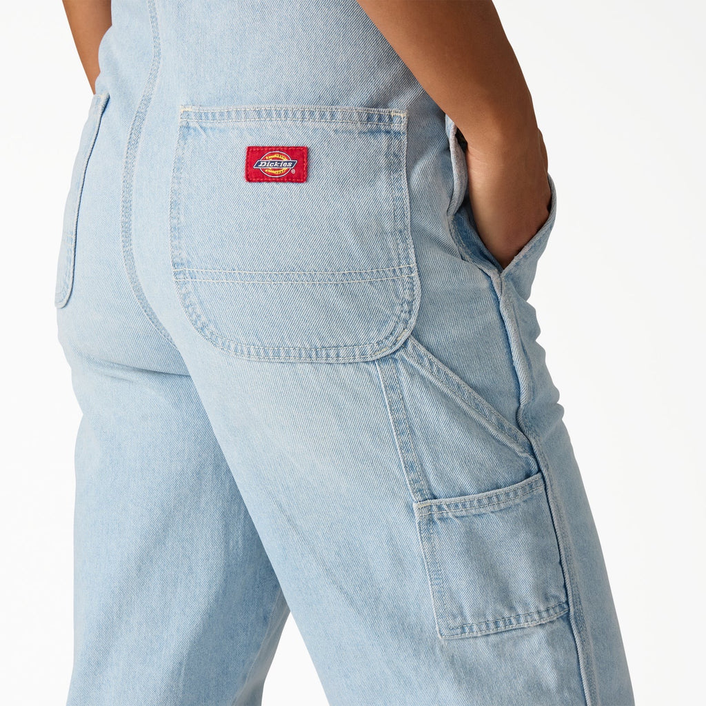 Loose Denim Bib Overalls - Fog Blue