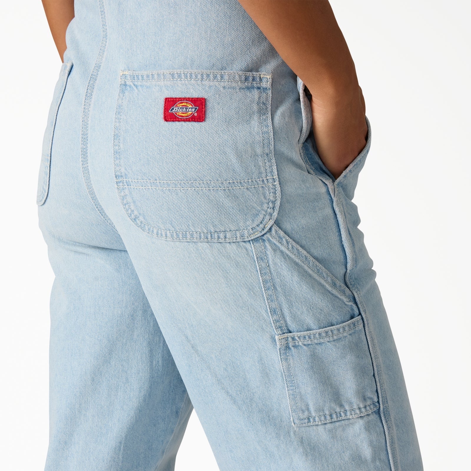 Loose Denim Bib Overalls - Fog Blue