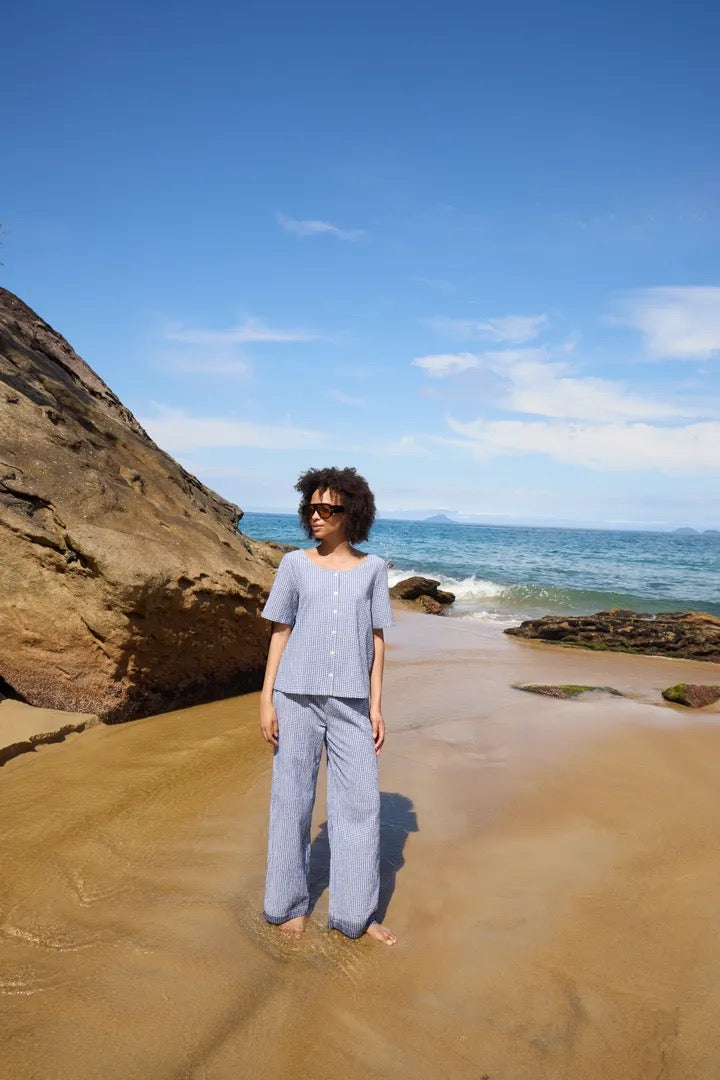 Jilma Shirt - Sodalite Blue/White Check