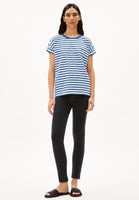 Idaara Stripes Organic Cotton T Shirt - White/Dark Morning