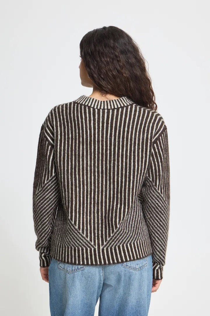 Kamara Long Sleeve Stripes Pullover - Chocolate