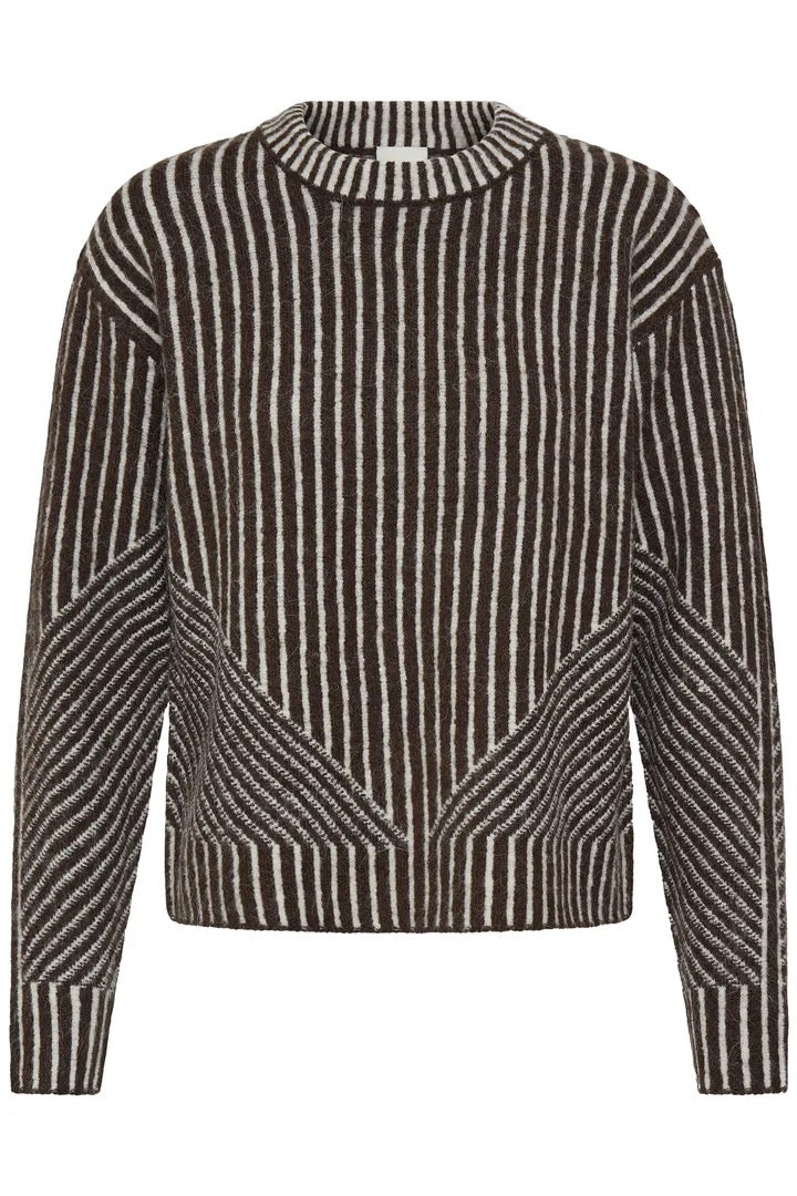 Kamara Long Sleeve Stripes Pullover - Chocolate