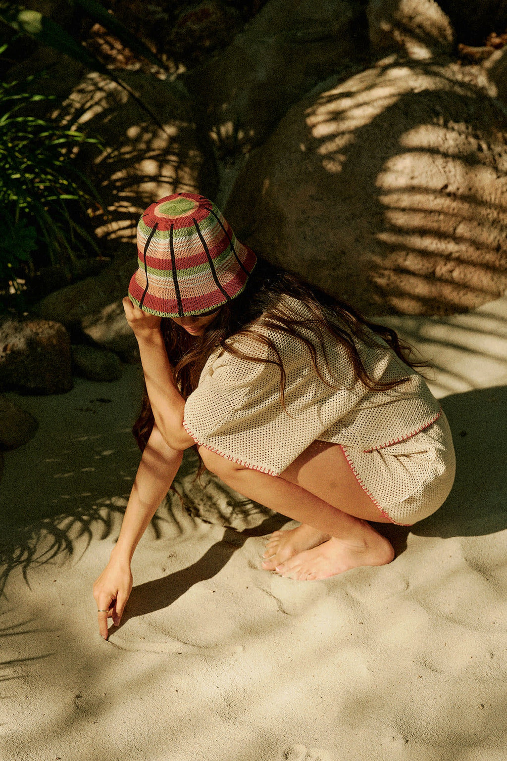 Redding Knit Packable Hat  - Peach Cobbler Multi Stripe