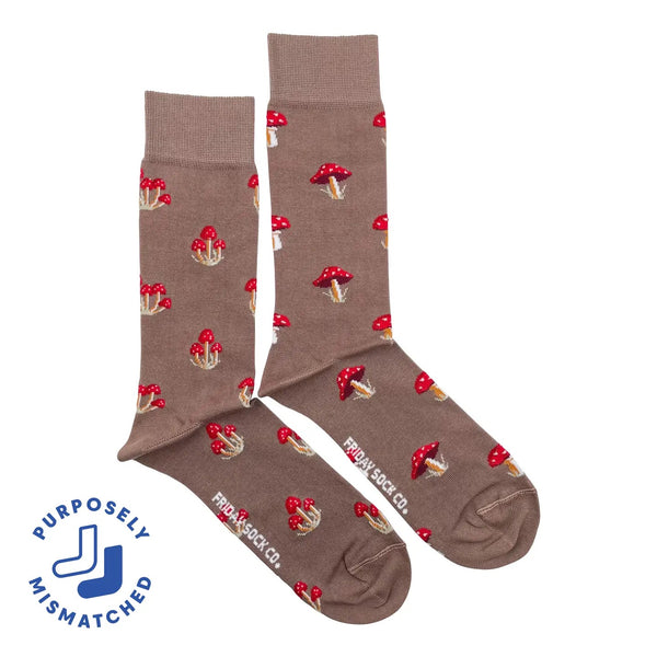 Mushroom Mismatched Socks M