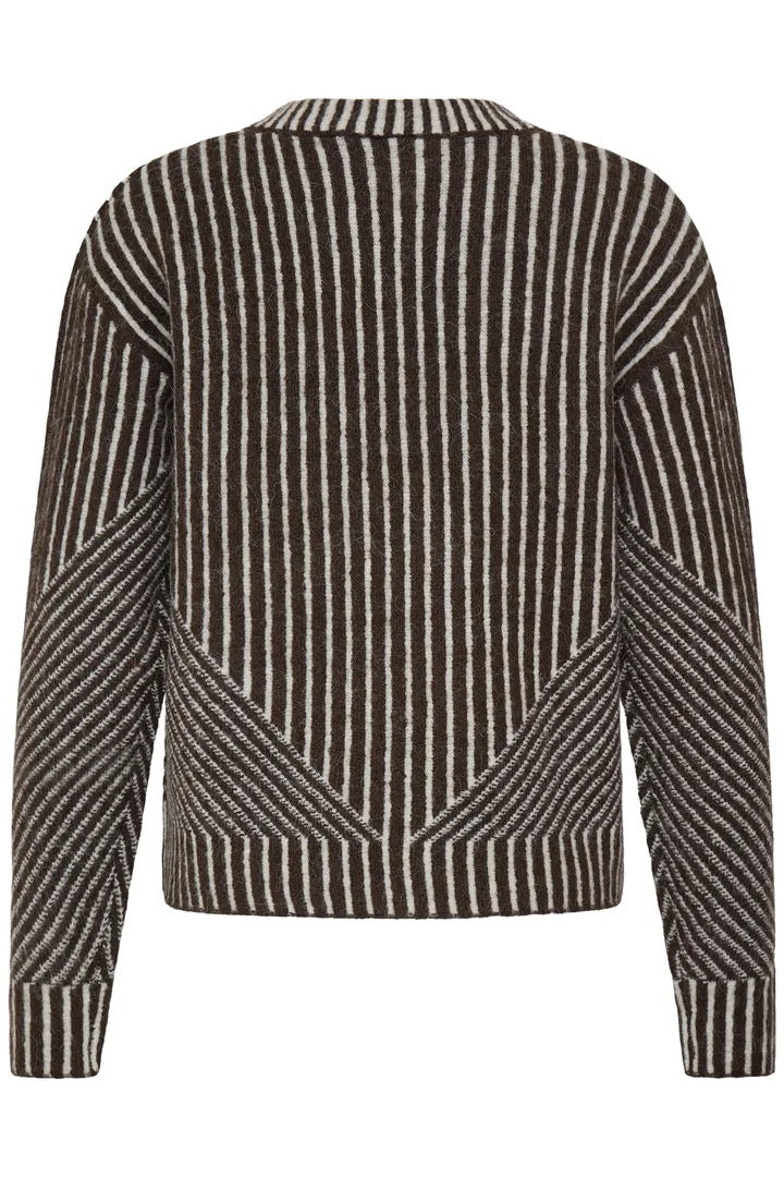 Kamara Long Sleeve Stripes Pullover - Chocolate