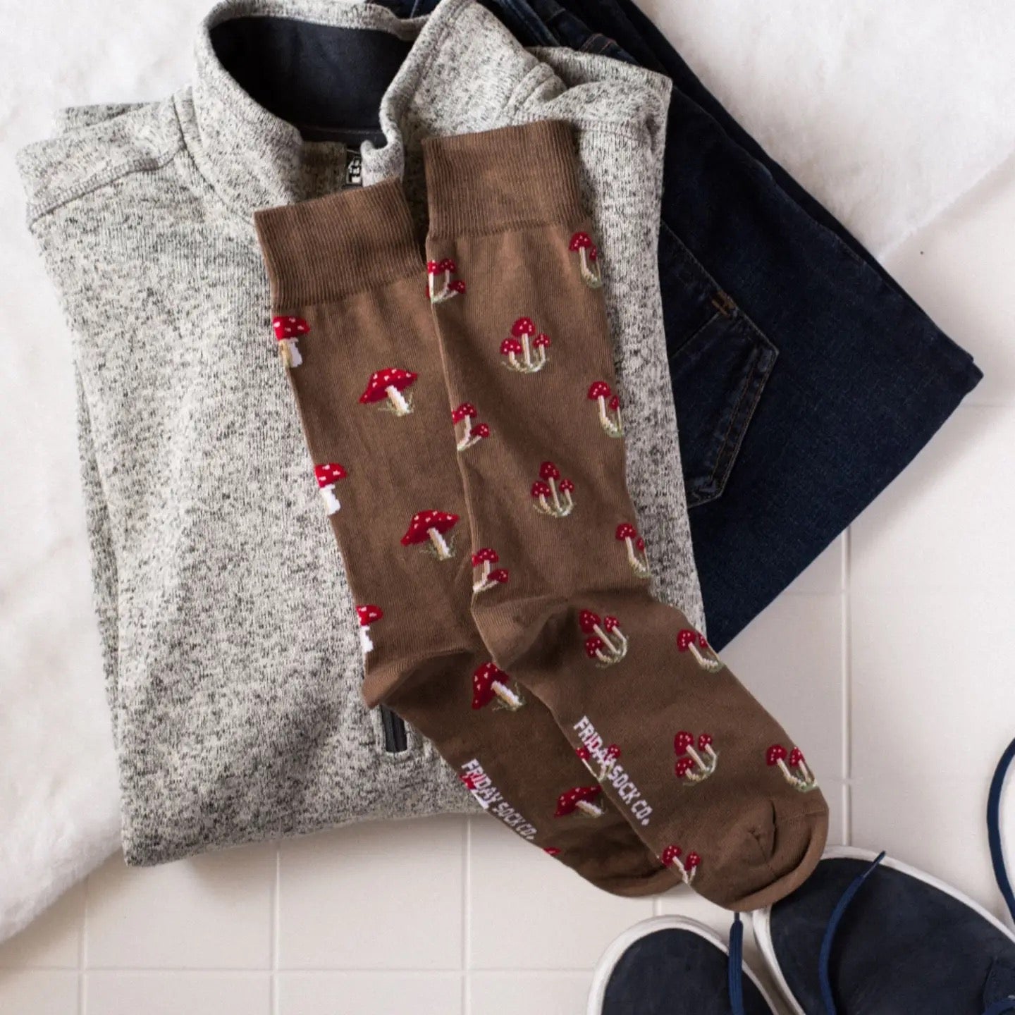 Mushroom Mismatched Socks M