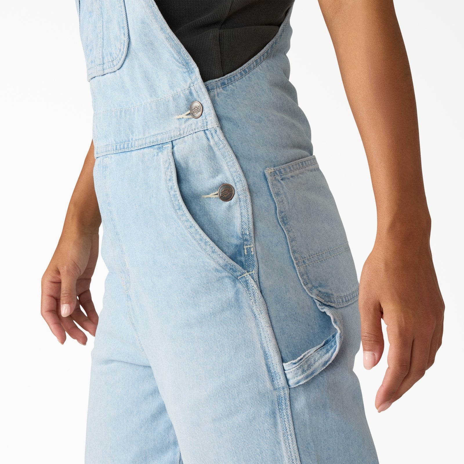 Loose Denim Bib Overalls - Fog Blue