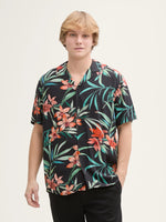Relaxed Printed Shirt - Black Big Flower