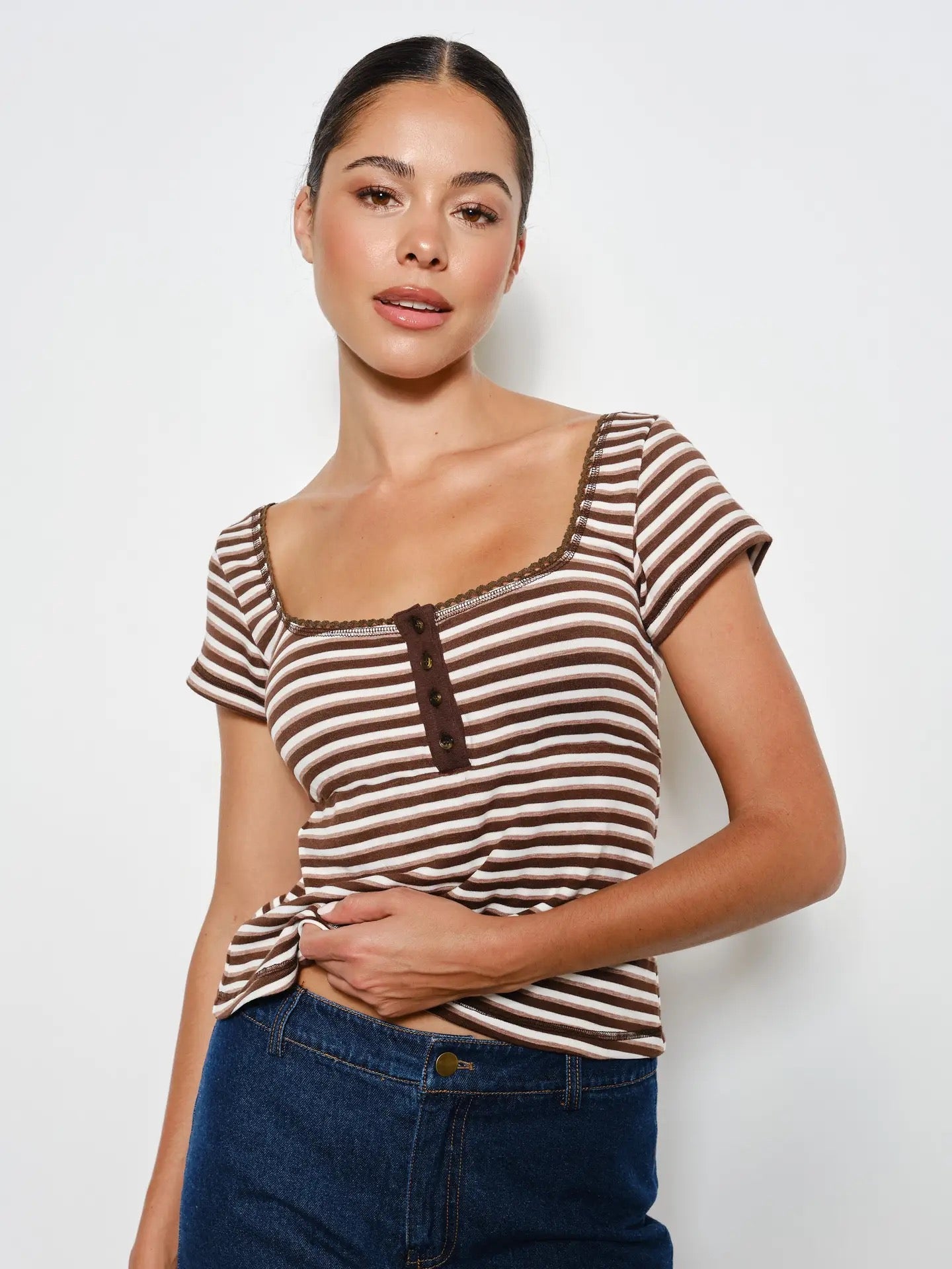Juno Babydoll Henley Top
