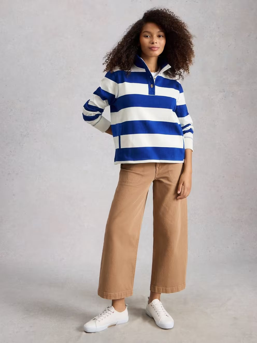 Bobby Button Stripe Sweat - Blue Multi