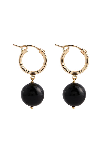 Boule Hoop Earrings Black Tourmaline
