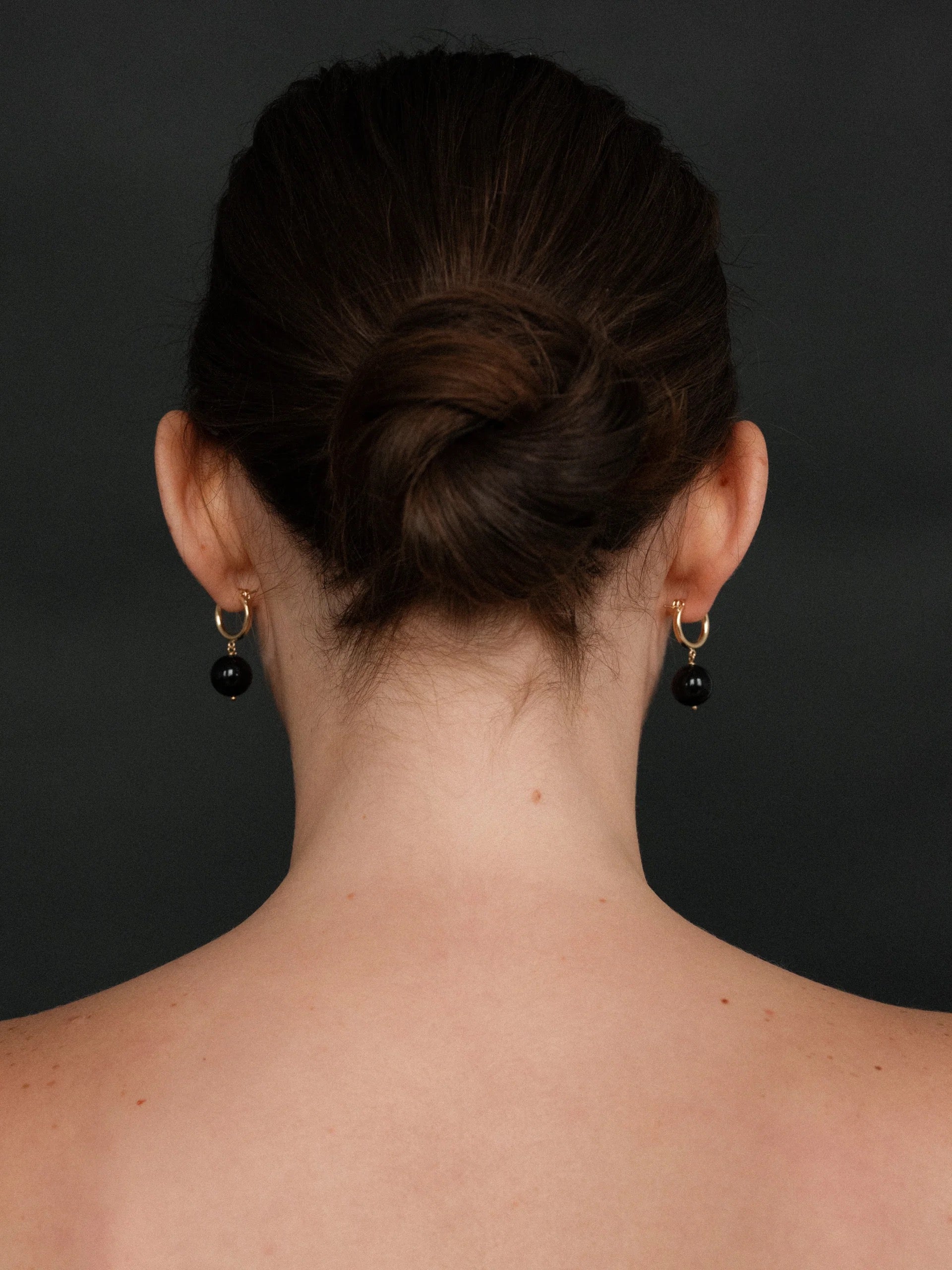 Boule Hoop Earrings Black Tourmaline