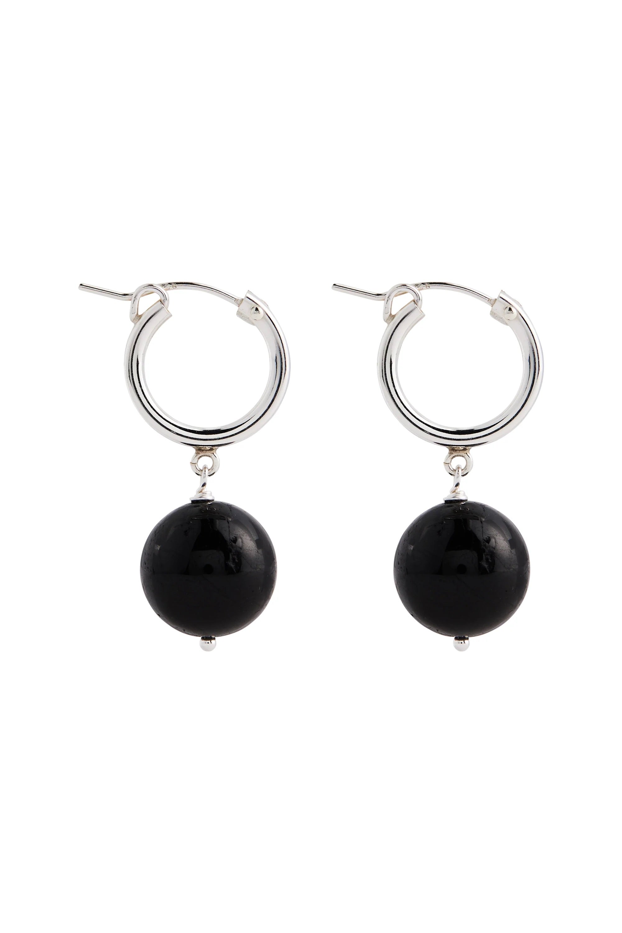 Boule Hoop Earrings Black Tourmaline