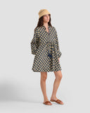 Spanish Tile Boho Puff Sleeve Dress