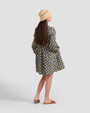 Spanish Tile Boho Puff Sleeve Dress