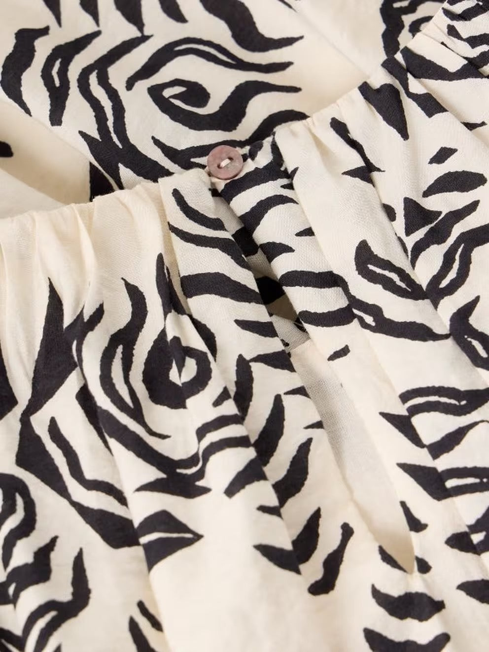Lyra Bubble Hem Top - Ivory Print