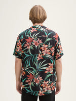 Relaxed Printed Shirt - Black Big Flower