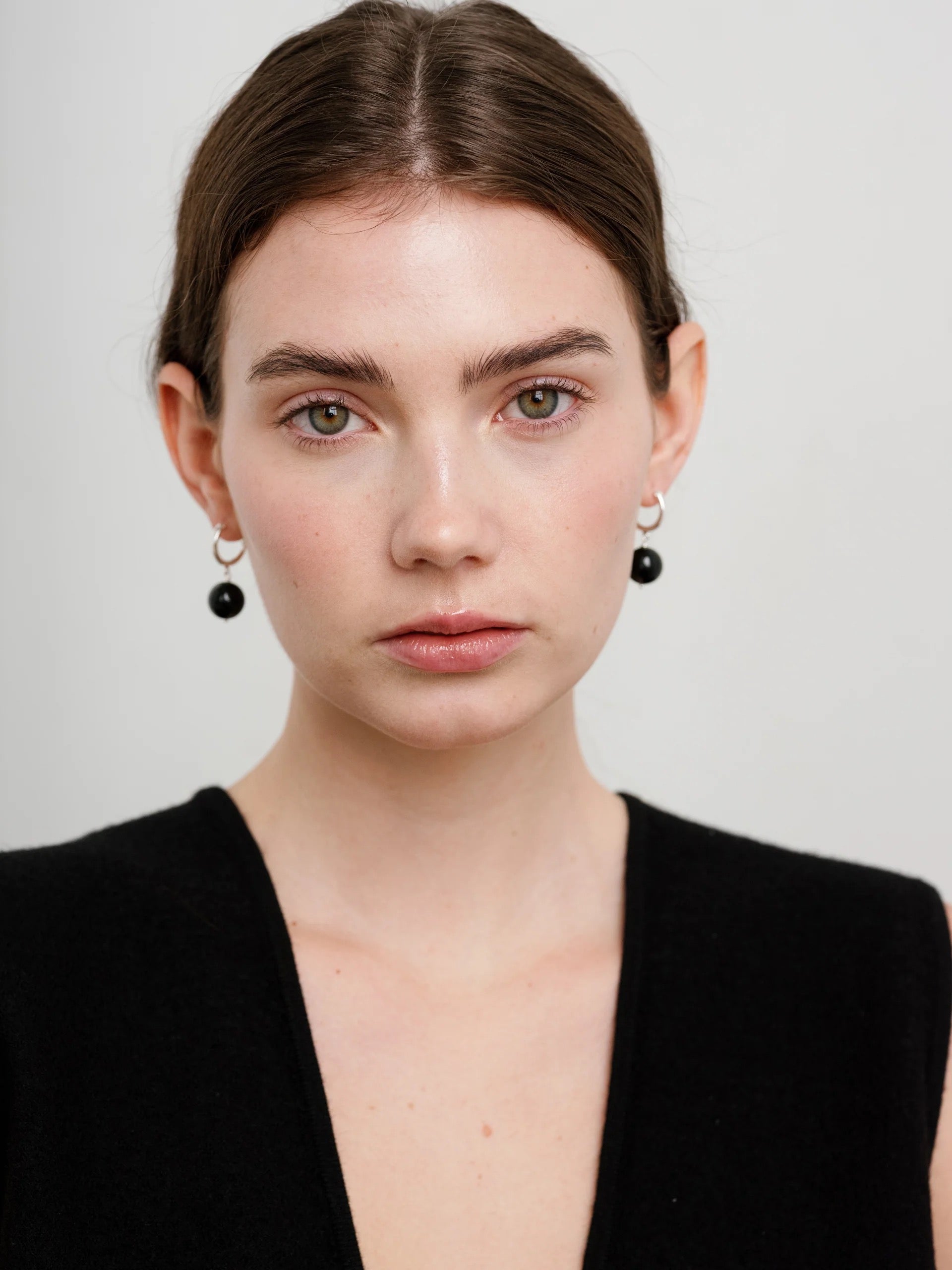 Boule Hoop Earrings Black Tourmaline