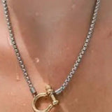 Carabiner Horse Bit Wheat Chain Necklace