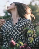 Spanish Tile Boho Puff Sleeve Dress