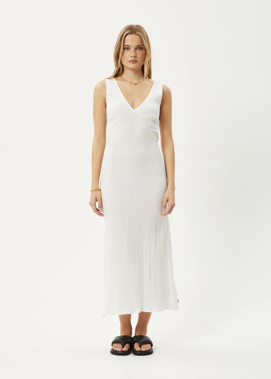Focus Seersucker Maxi Dress - White