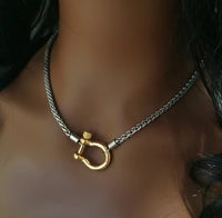Carabiner Horse Bit Wheat Chain Necklace