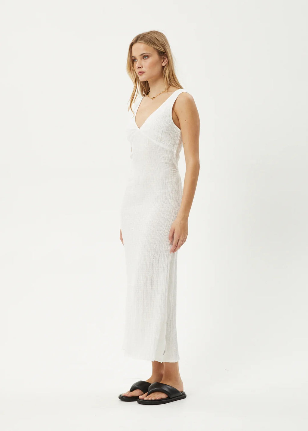 Focus Seersucker Maxi Dress - White