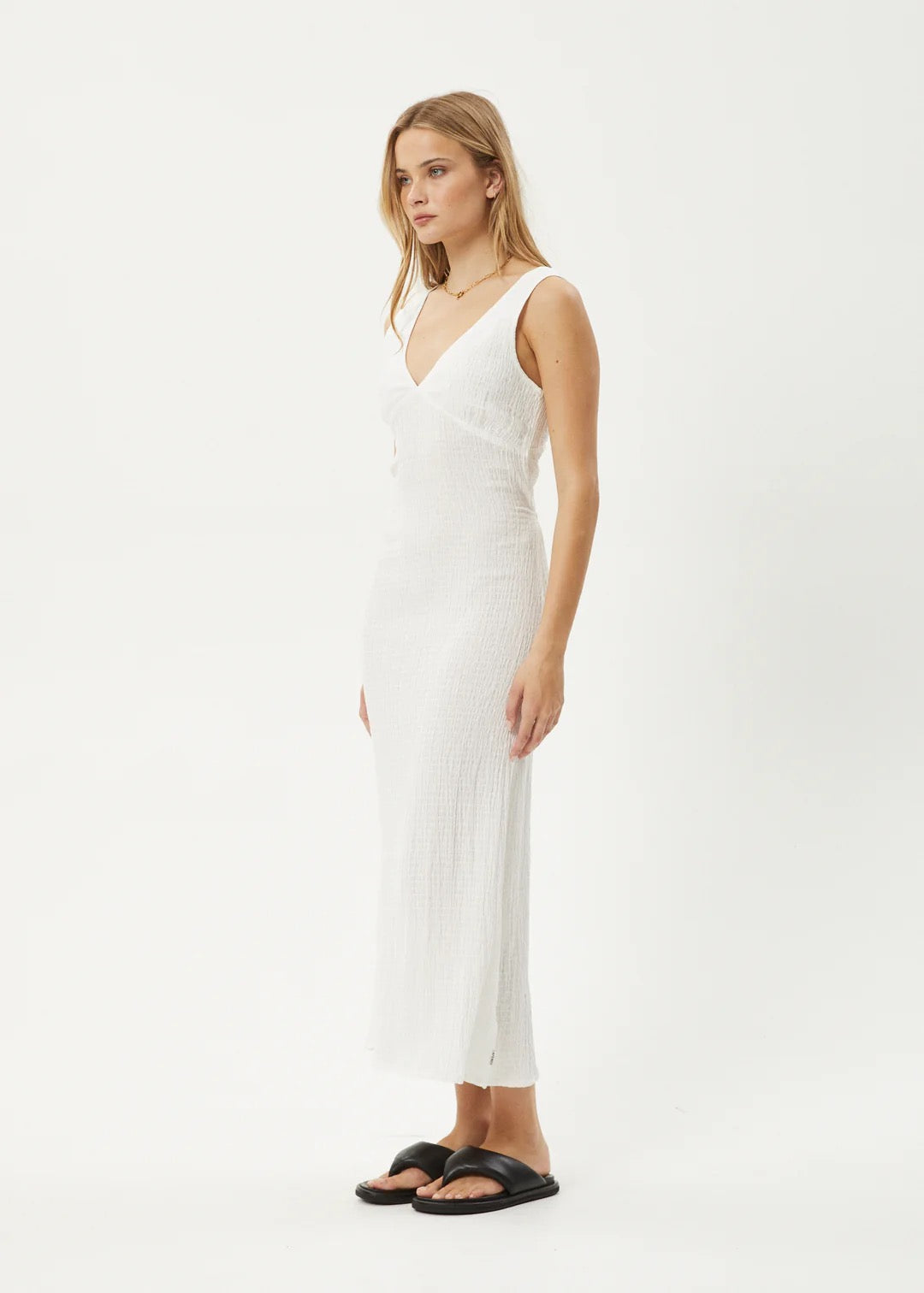 Focus Seersucker Maxi Dress - White