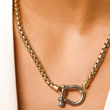 Carabiner Horse Bit Wheat Chain Necklace