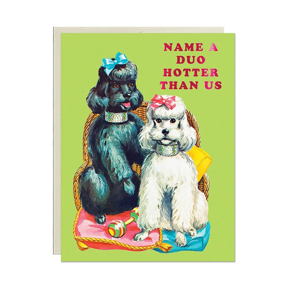 Hot Duo Poodles Greeting Card