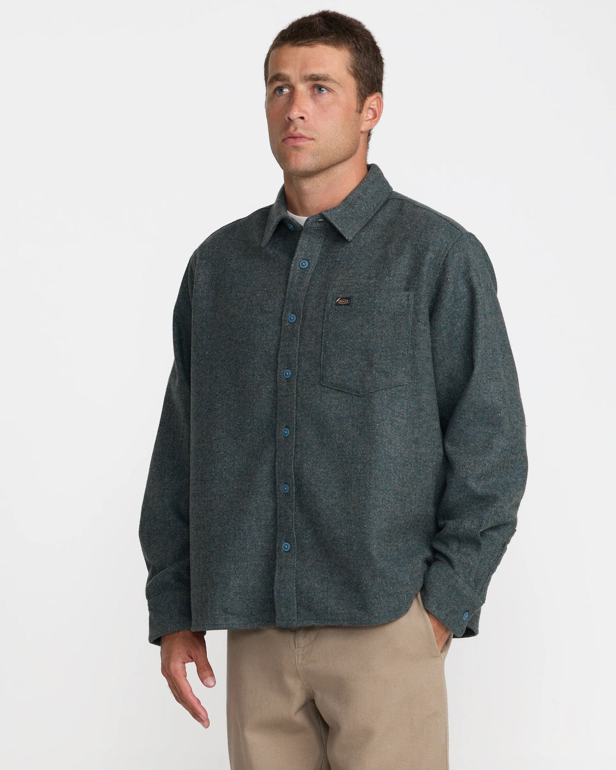 Dayshift Solid Flannel - Duck Blue