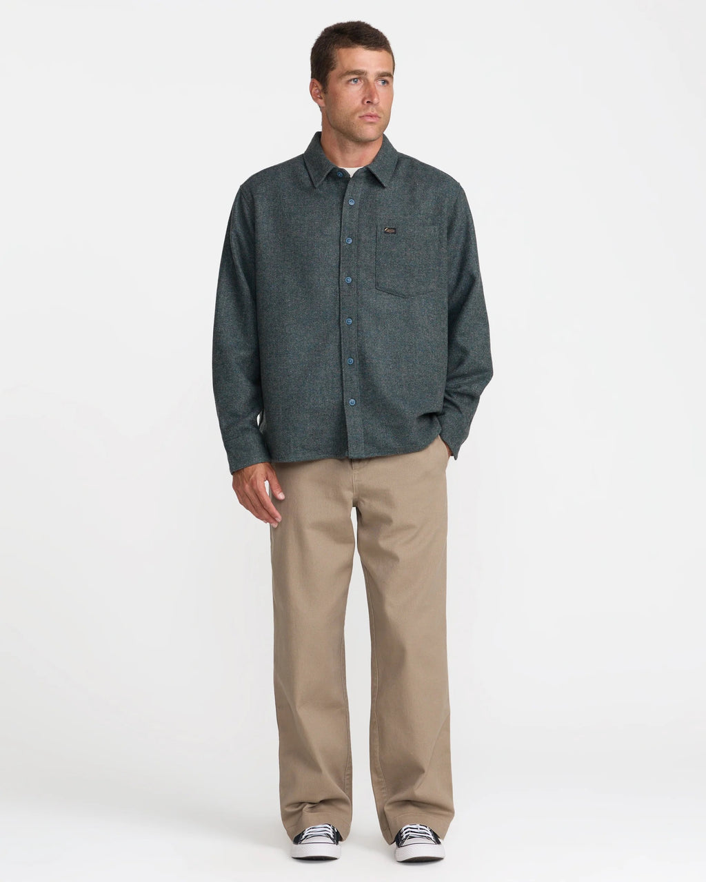 Dayshift Solid Flannel - Duck Blue