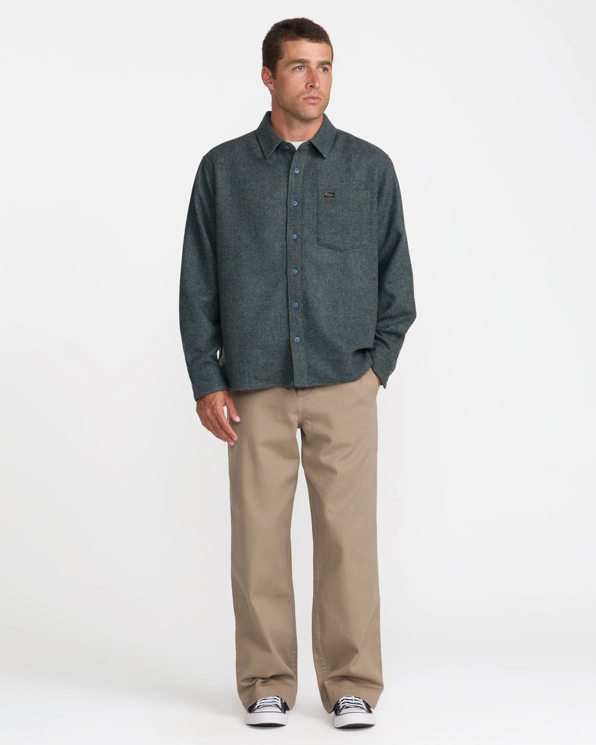 Dayshift Solid Flannel - Duck Blue