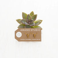Steer Skull Stud Earrings