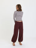 Mirage Mid Rise Cargo Harem Pant - Cherry Cola