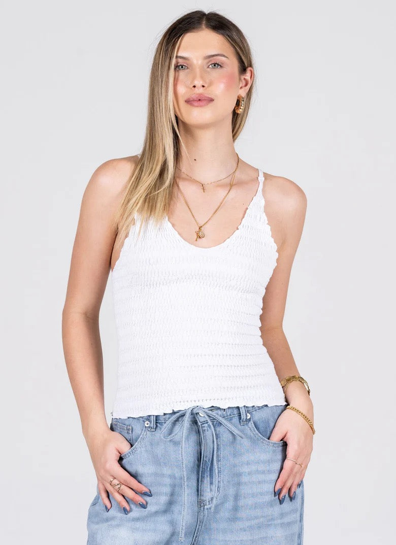 Bamboo Seamless Smocked Tank