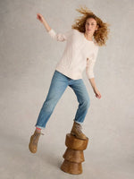 Patchwork Cable Jumper - Light Natural