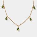 Gold Necklace With Green Stones