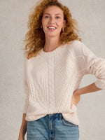 Patchwork Cable Jumper - Light Natural