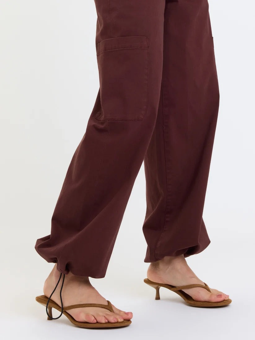 Mirage Mid Rise Cargo Harem Pant - Cherry Cola
