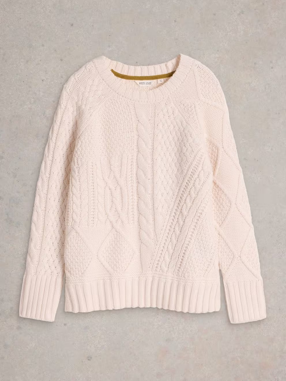 Patchwork Cable Jumper - Light Natural