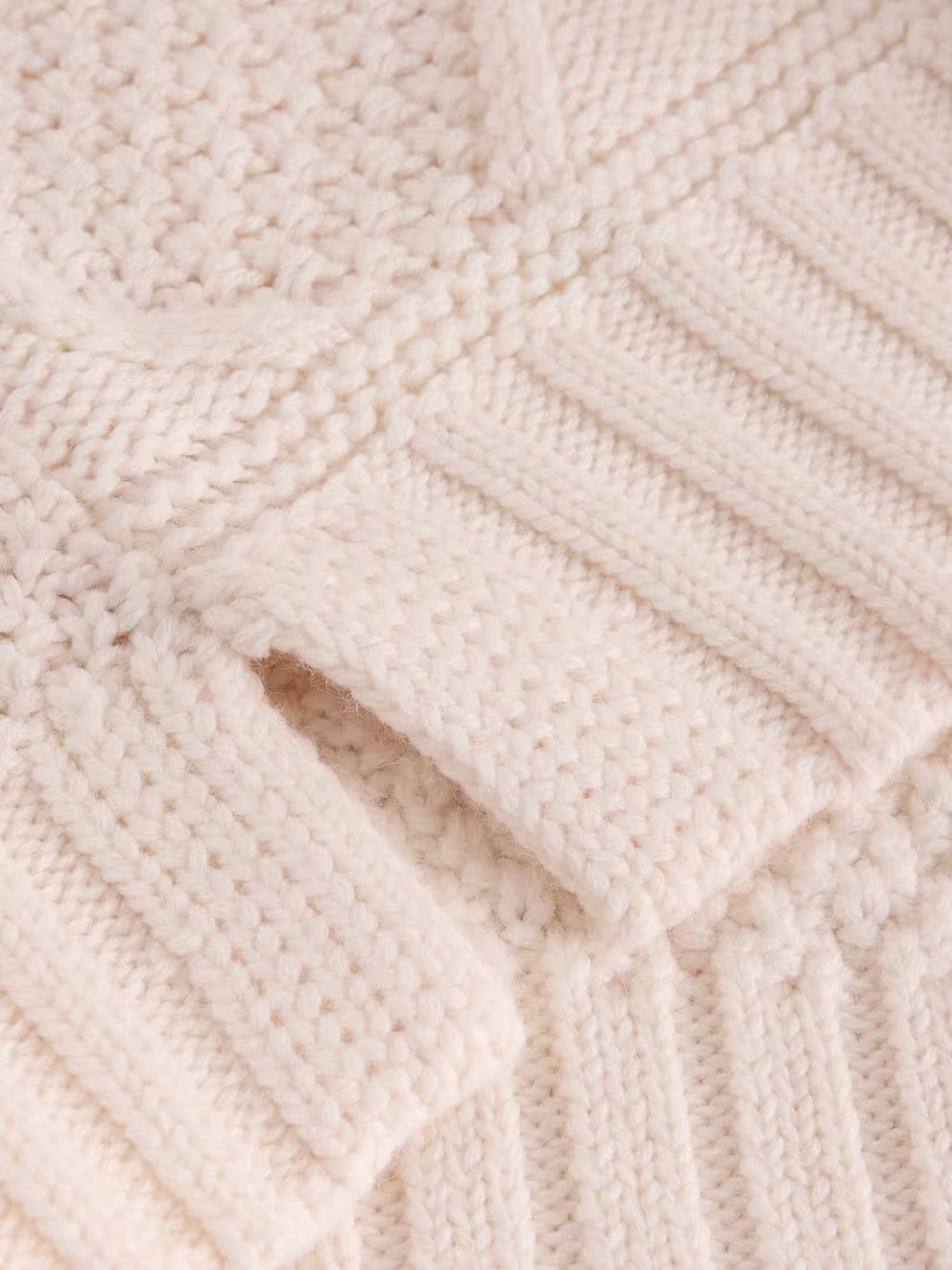 Patchwork Cable Jumper - Light Natural