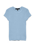 Silje Cap Sleeve O Neck Pointelle Pullover - Cashmere Blue