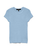 Silje Cap Sleeve O Neck Pointelle Pullover - Cashmere Blue