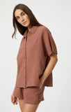 Gauze Short Sleeve Shirt - Brownie