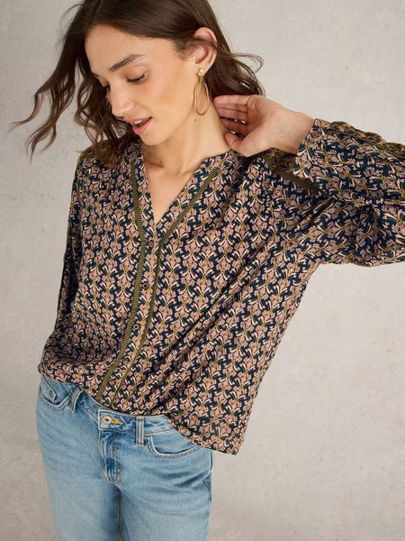 Mabel Mix Print Top - Black Multi