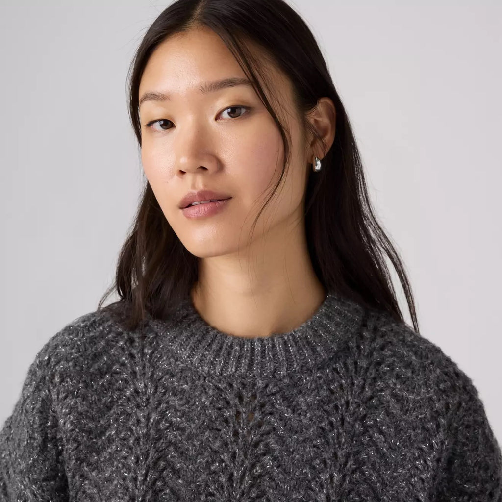 Charlotte Pointelle Sweater - Dark Charcoal
